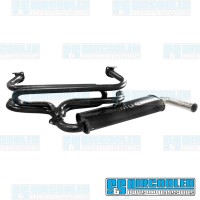 Single Quiet Pack Exhaust System, 1-3/8in. Header, Black w/Chrome Tip