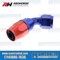 -6AN 60° Swivel Style Female Hose End, Blue/Red
