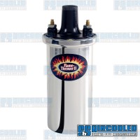 Ignition Coil, 12 Volt, 45Kv Output, .6 ohm, Oil Filled, Chrome